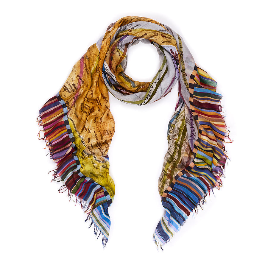 Suzi Roher Lily, Happy Travels Scarf avaialble at Barbara Katz