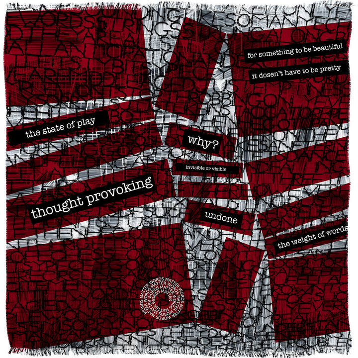 Suzi Roher Words Matter Scarf available at Barbara Katz