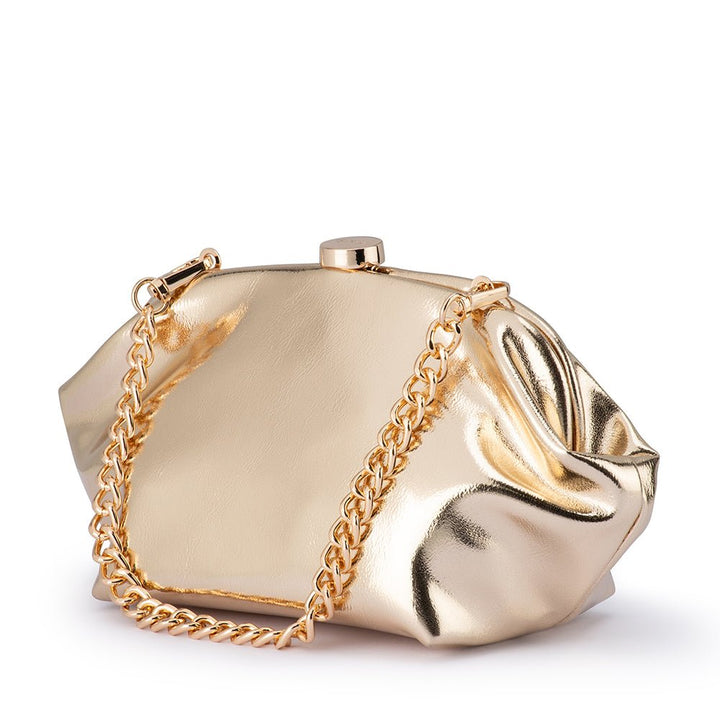 Olga Berg Tally Metallic Clutch in Gold available at Barbara Katz