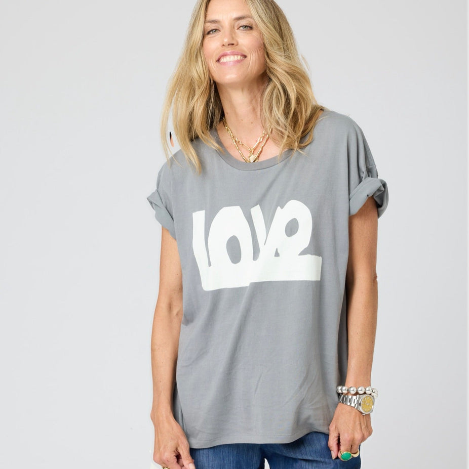 Kerri Rosenthal Tommy Love Lines Tee in Dark Gray/Vanilla available at Barbara Katz