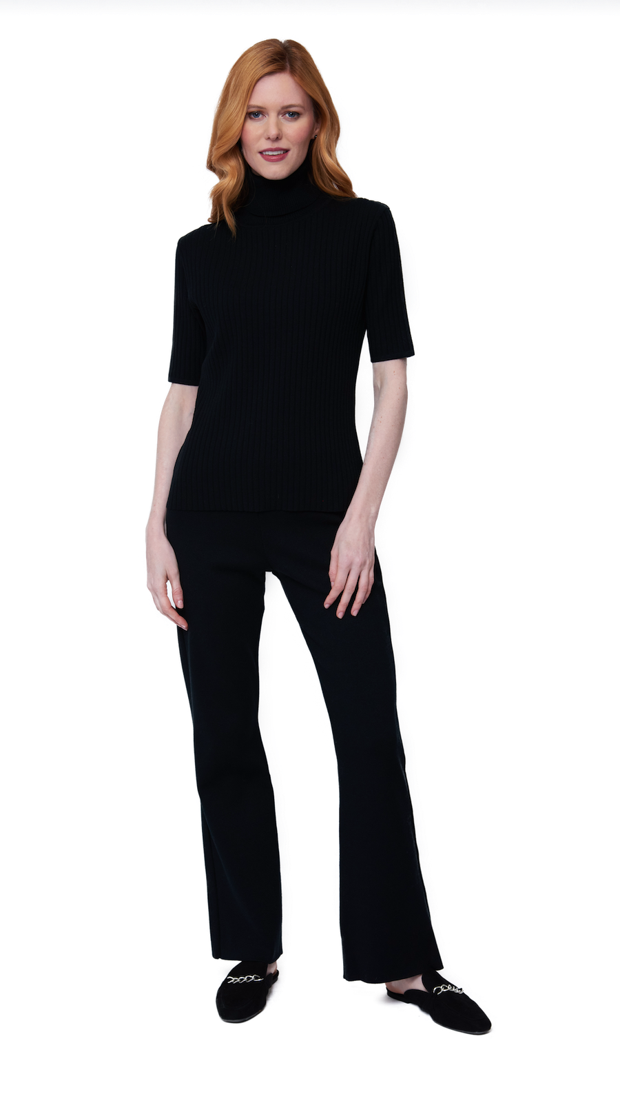 Monique Milano-Knit Boot Leg Pants - Black