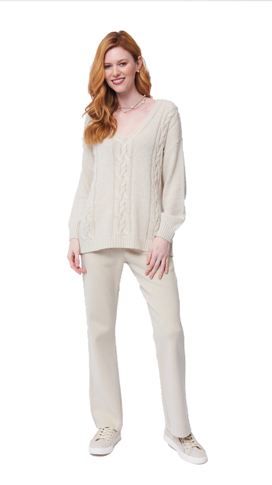 Monique Milano-Knit Boot Leg  Pants - Beige
