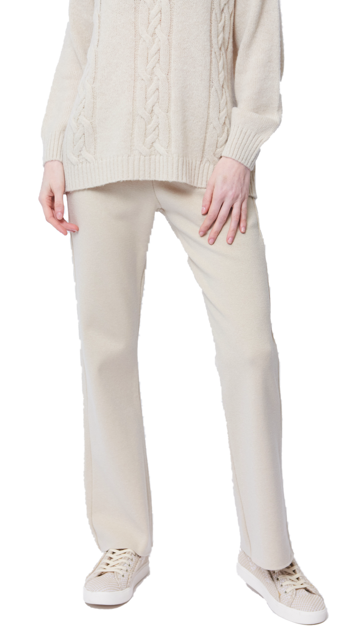 Monique Milano-Knit Boot Leg  Pants - Beige