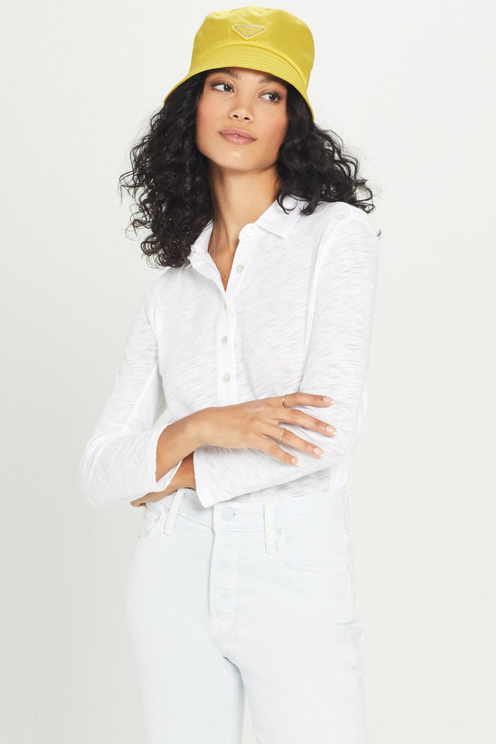 Classic Henley Polo Tee - White