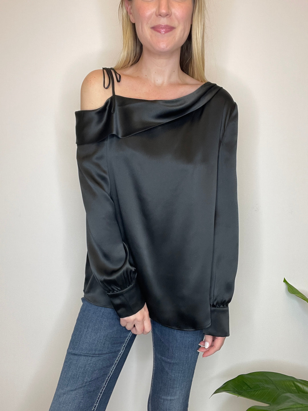 1 Shoulder Silk Blouse