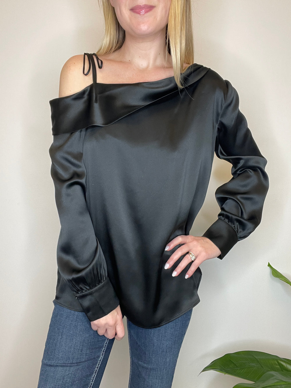 1 Shoulder Silk Blouse