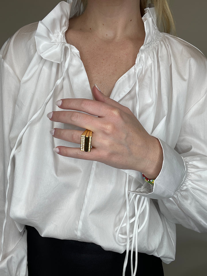 Set of 3 Gold Rings with Crystal