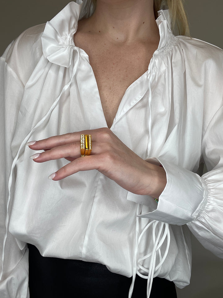 Set of 3 Gold Rings with Crystal