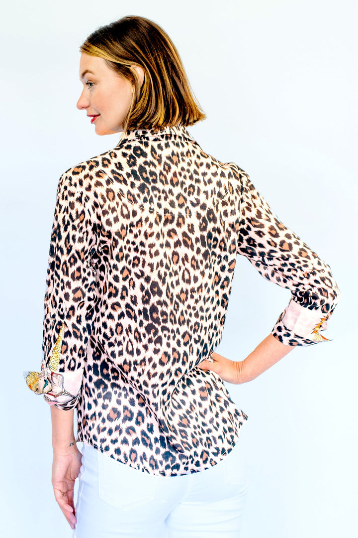 Dizzy-Lizzie Rome Shirt With 3/4 Sleeves And Cheetah Print