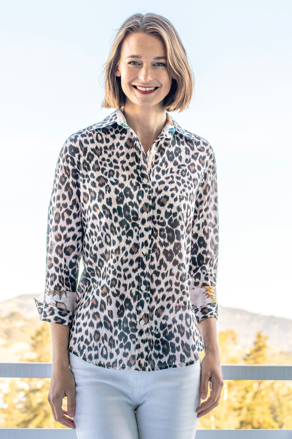 Dizzy-Lizzie Rome Shirt With 3/4 Sleeves - Cheetah Print