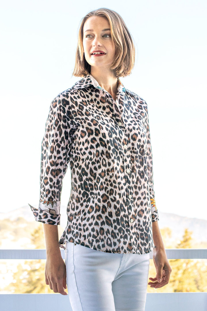 Dizzy-Lizzie Rome Shirt With 3/4 Sleeves - Cheetah Print