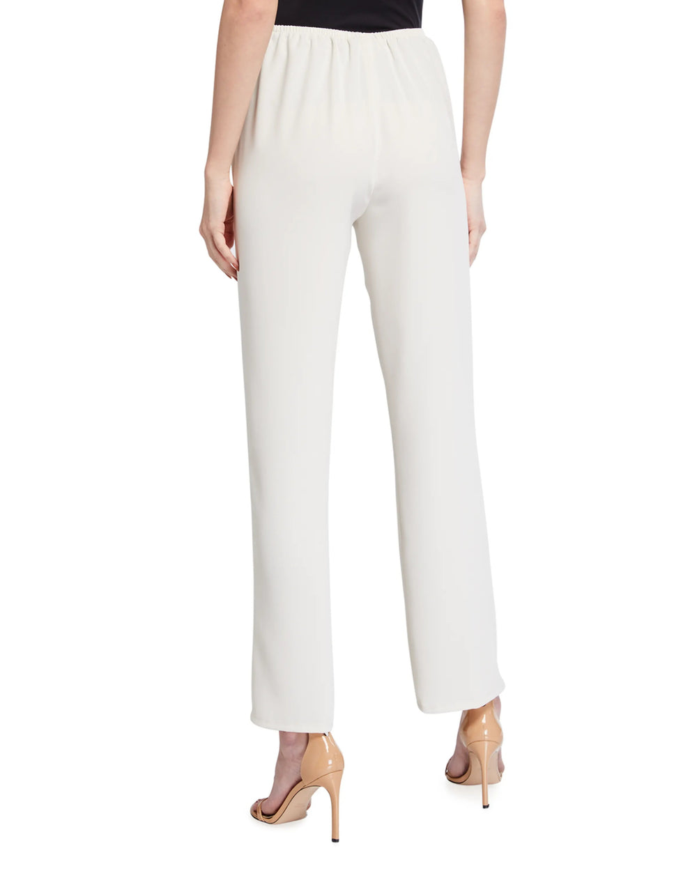 Caroline Rose Crepe Straight Pant in Ivory