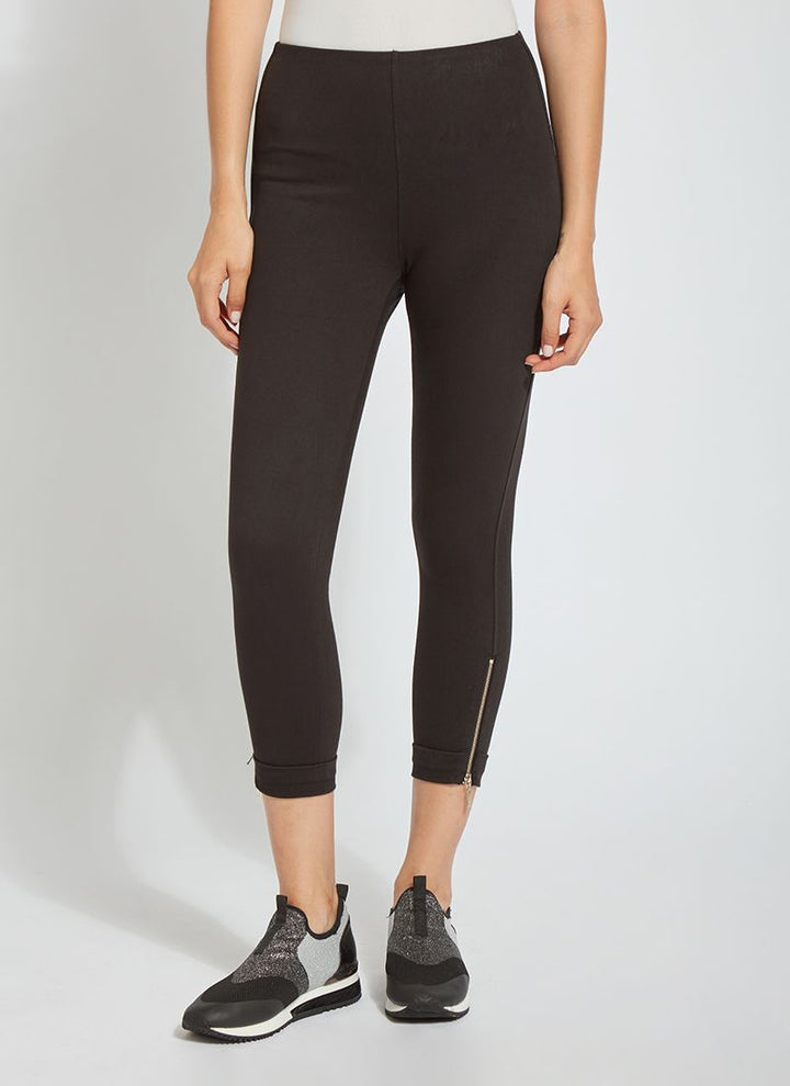 Lysse Denim Cuffed Zip Crop in Black