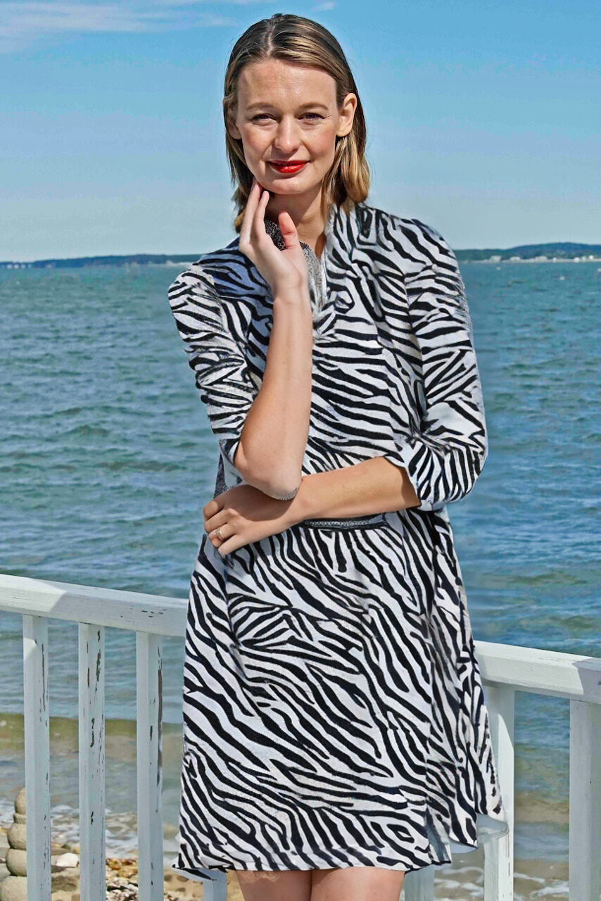 Dizzy-Lizzie Sag Harbor Shirt Dress - Navy Tiger Stripes