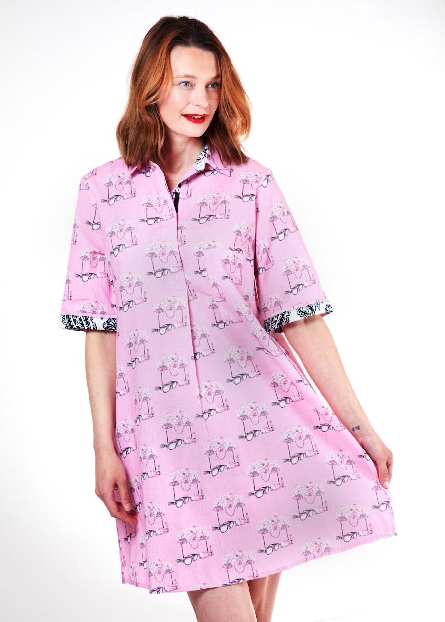 Monterey Pink Dress With Essentials Print