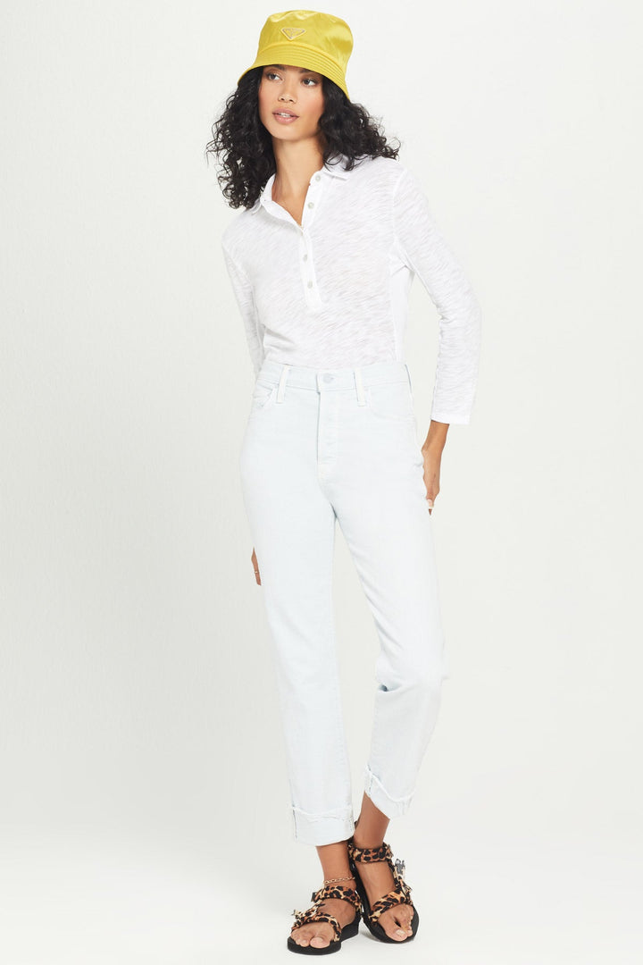 Classic Henley Polo Tee - White