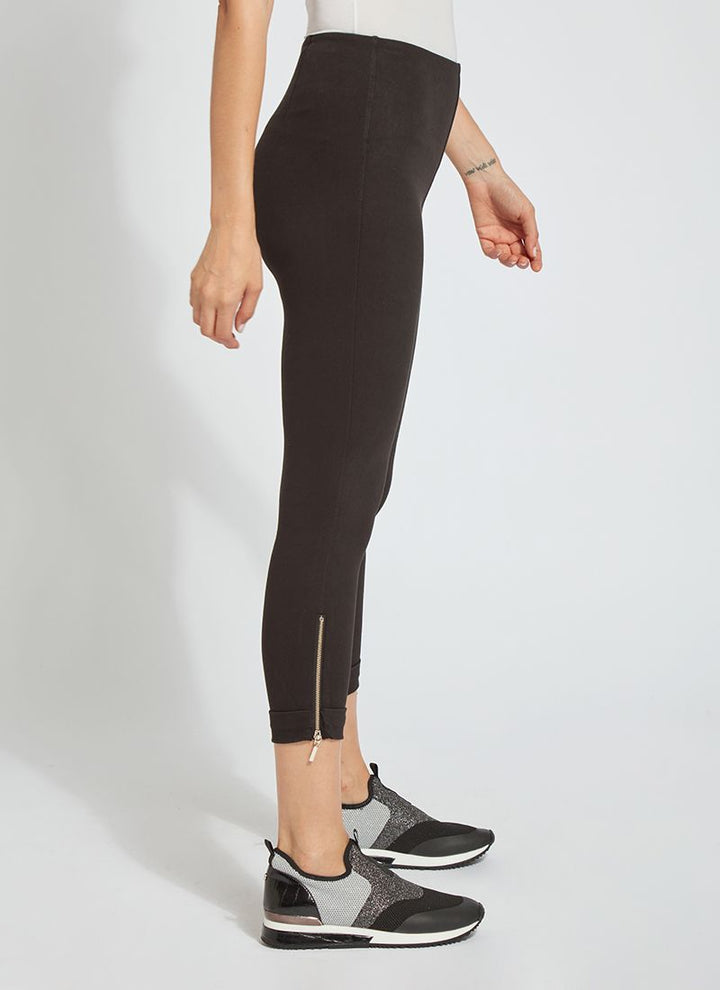 Lysse Denim Cuffed Zip Crop in Black
