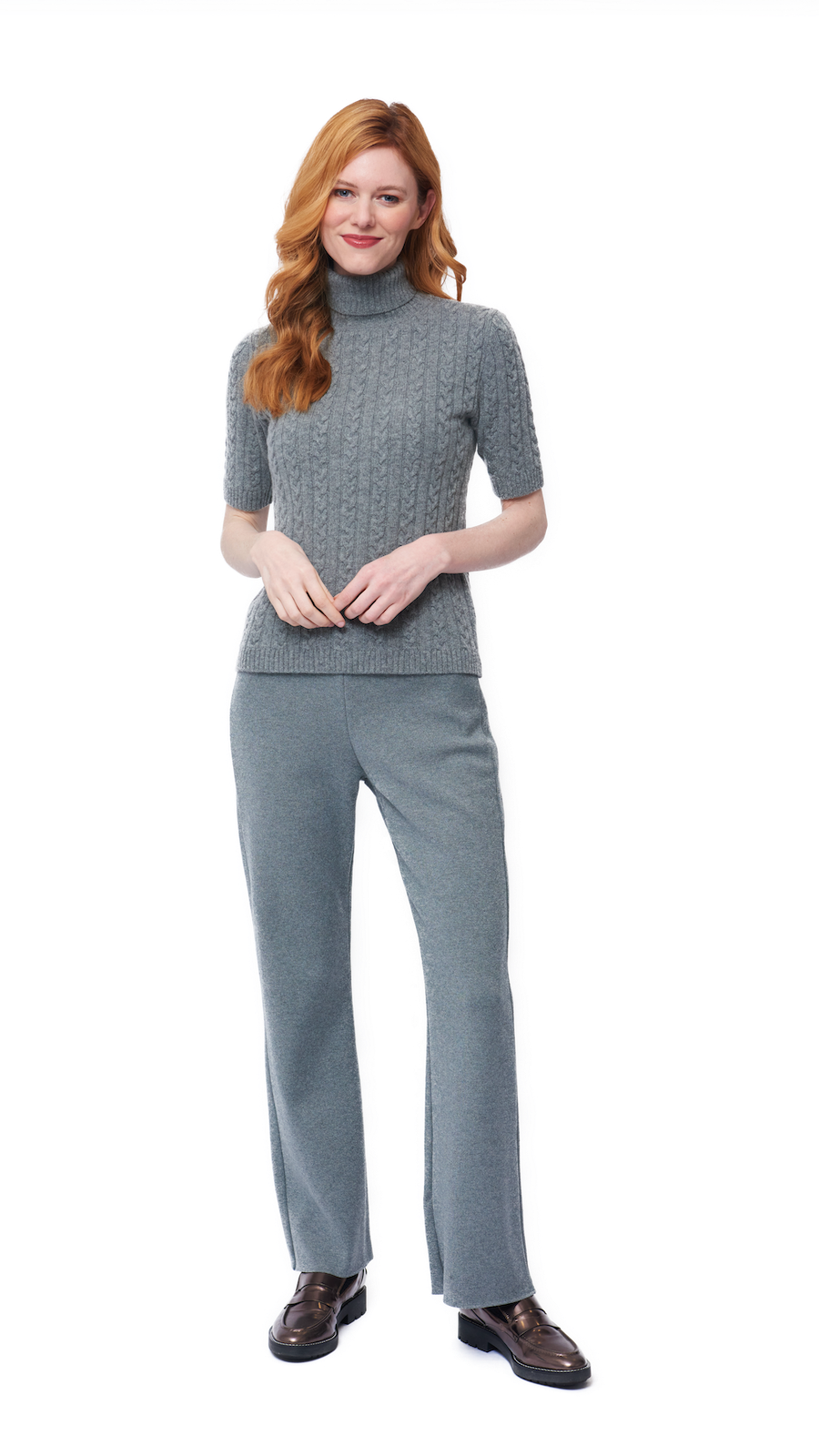 Monique Milano-Knit Boot Leg  Pants - Gray