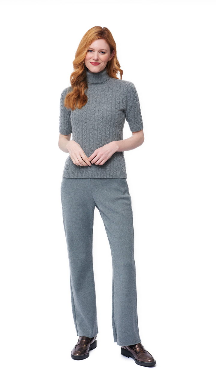 Monique Milano-Knit Boot Leg  Pants - Gray