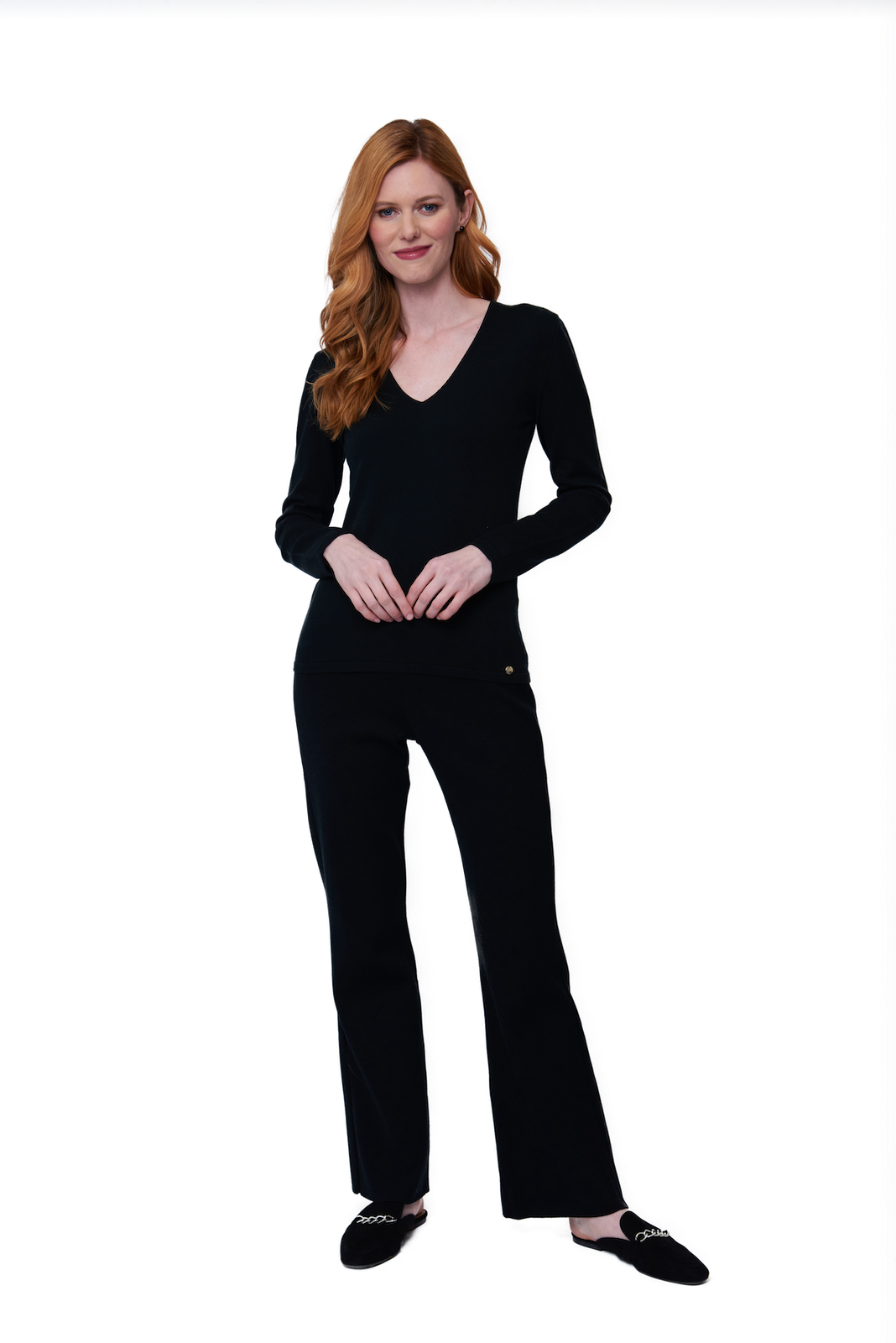 Monique Milano-Knit Boot Leg Pants - Black