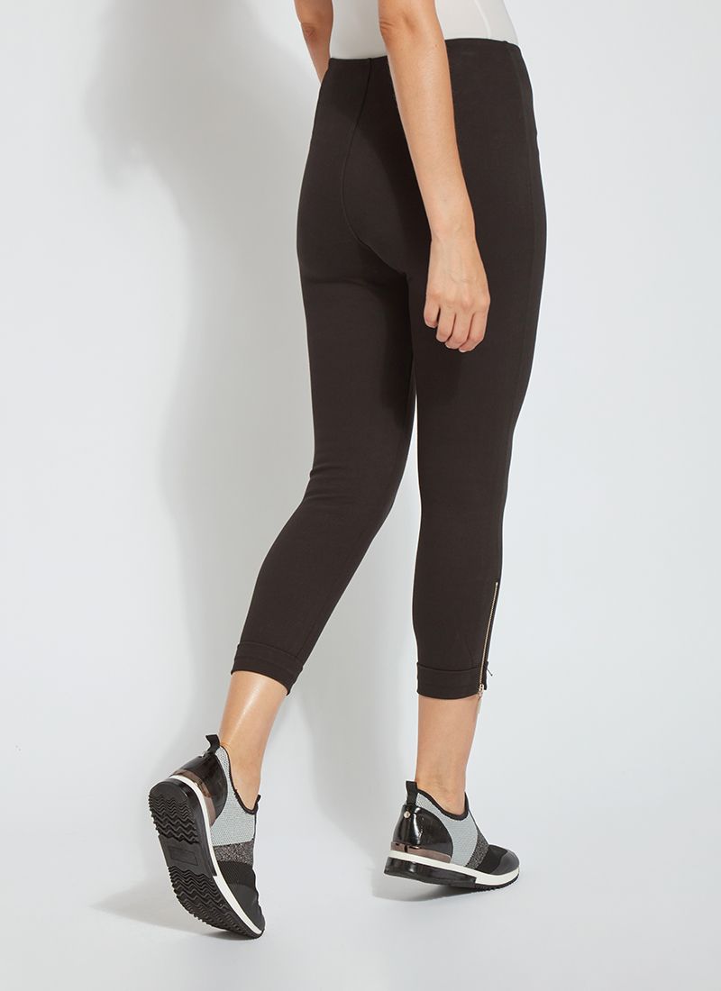 Lysse Denim Cuffed Zip Crop in Black