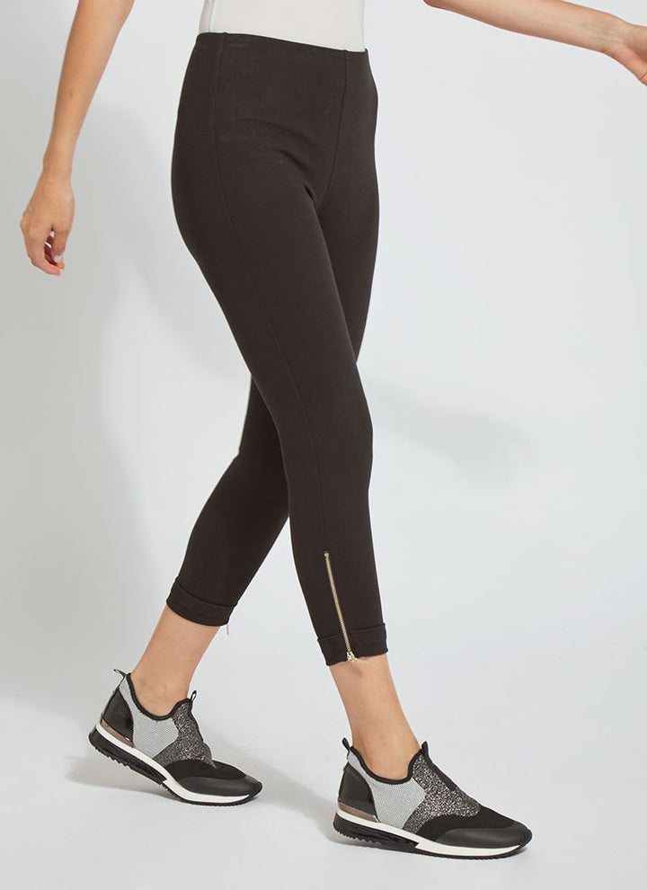 Lysse Denim Cuffed Zip Crop in Black
