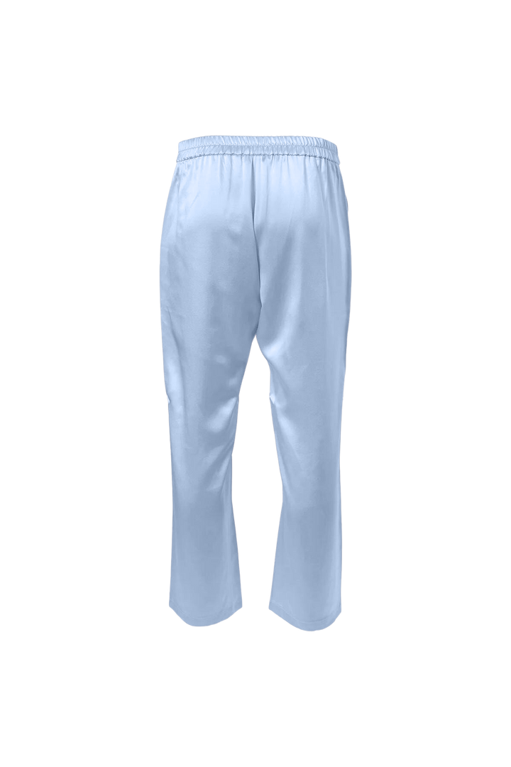 Cropped Silk Pants In Baby Blue