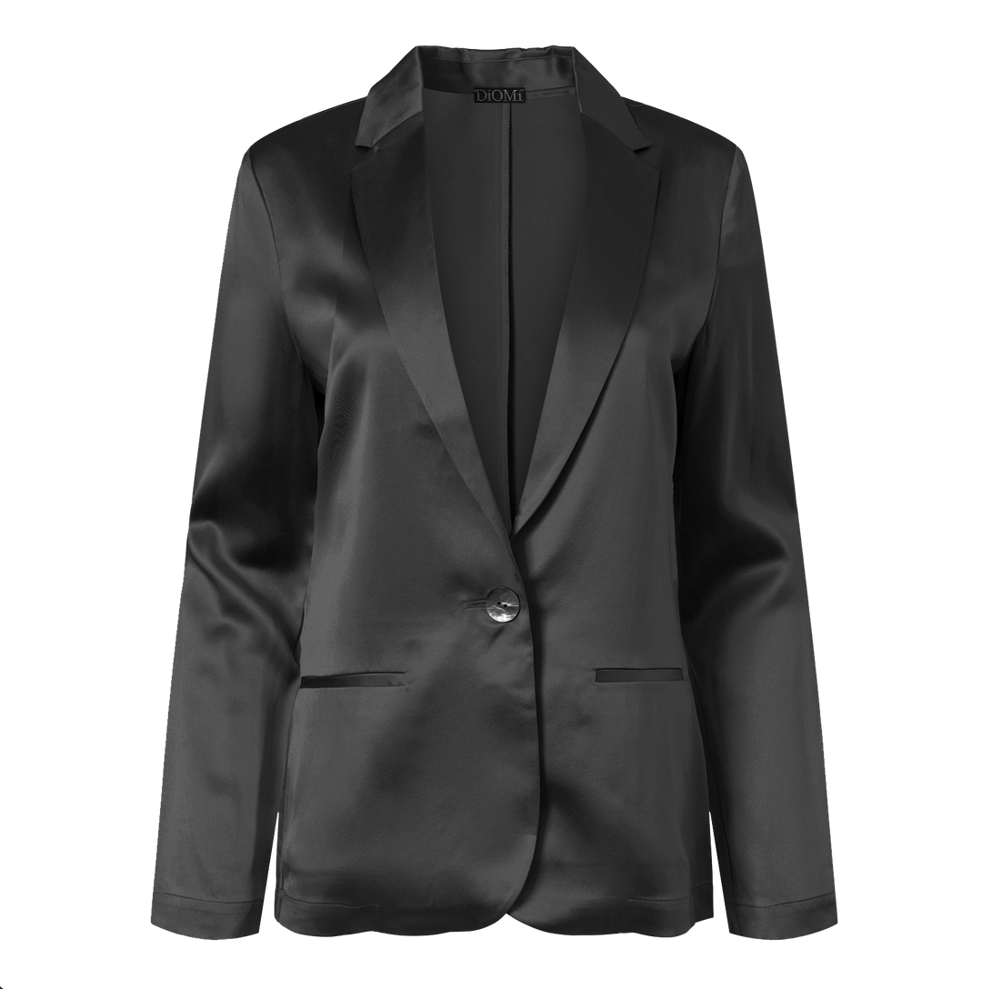 Silk Fitted Blazer In Black