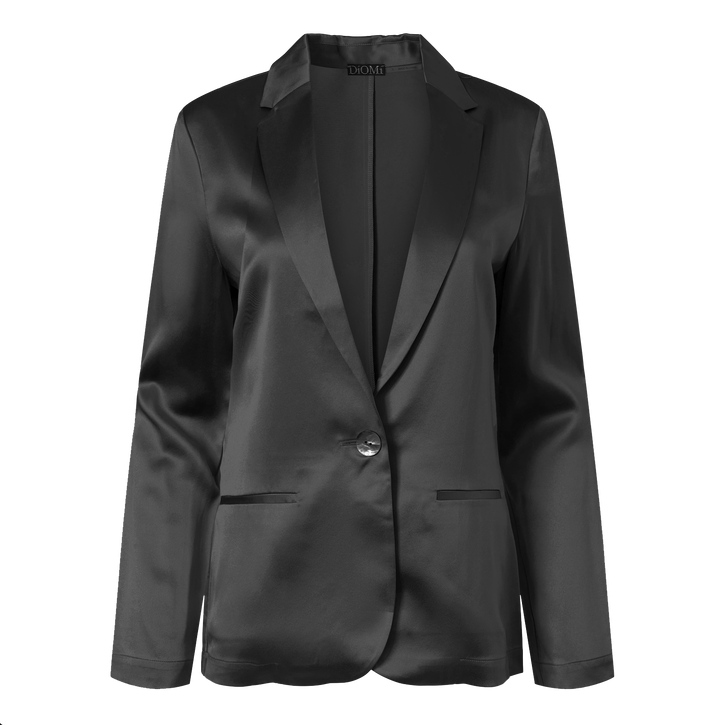 Silk Fitted Blazer In Black