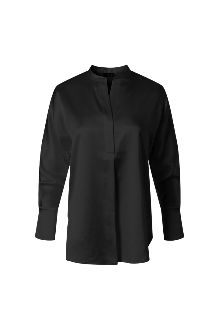 Crepe Band Collar Blouse In Black