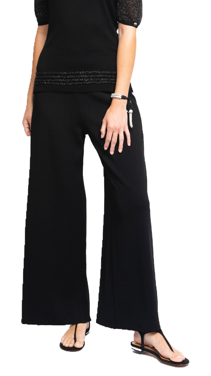 Biana Briana Wide-Leg Milano-Knit Pants in Black available at Barbara Katz