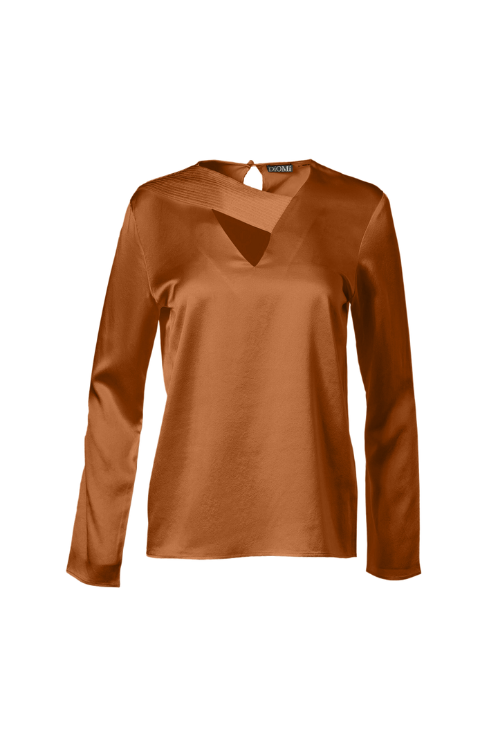Cross Front Pleated Blouse In Copper