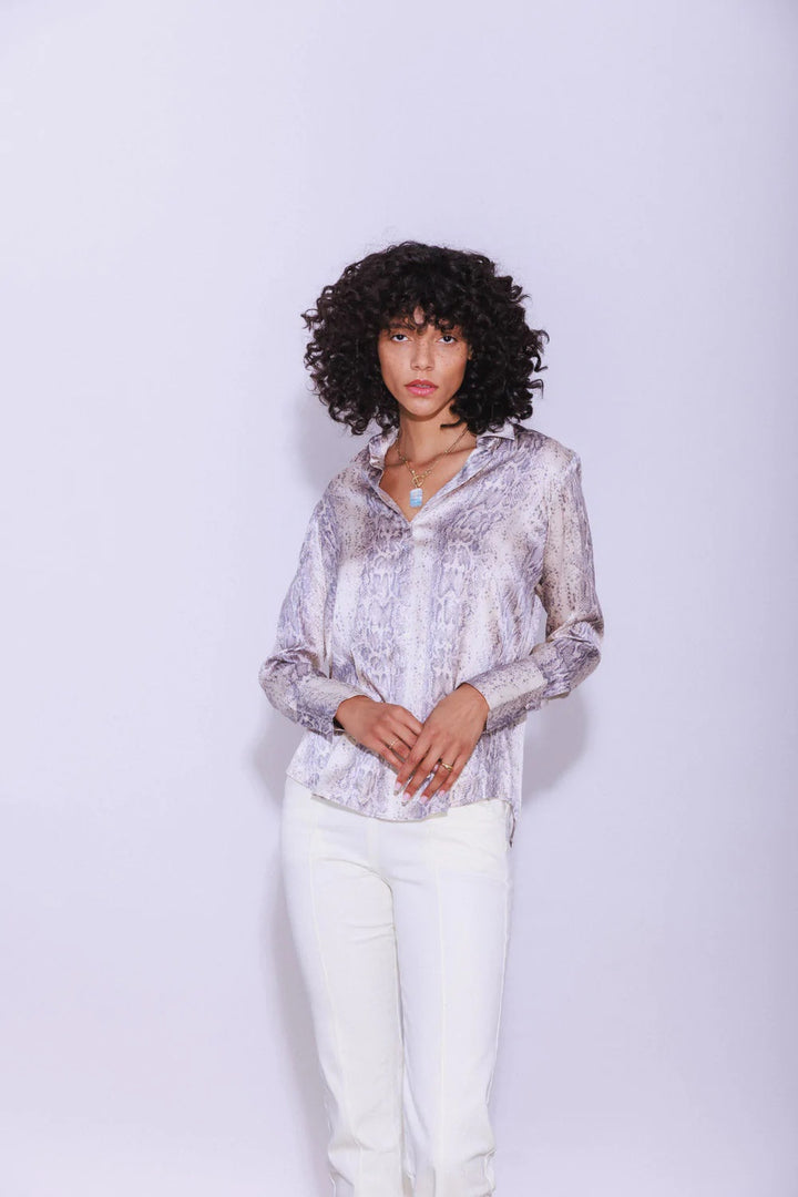 Catherine Gee Silk Printed Daria Shirt in Sedona Snake