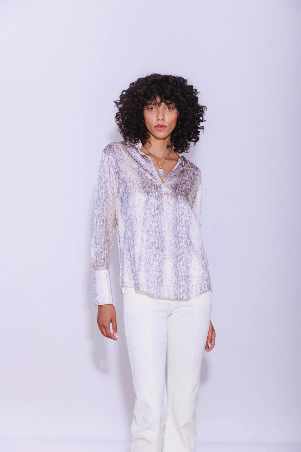 Catherine Gee Silk Printed Daria Shirt in Sedona Snake