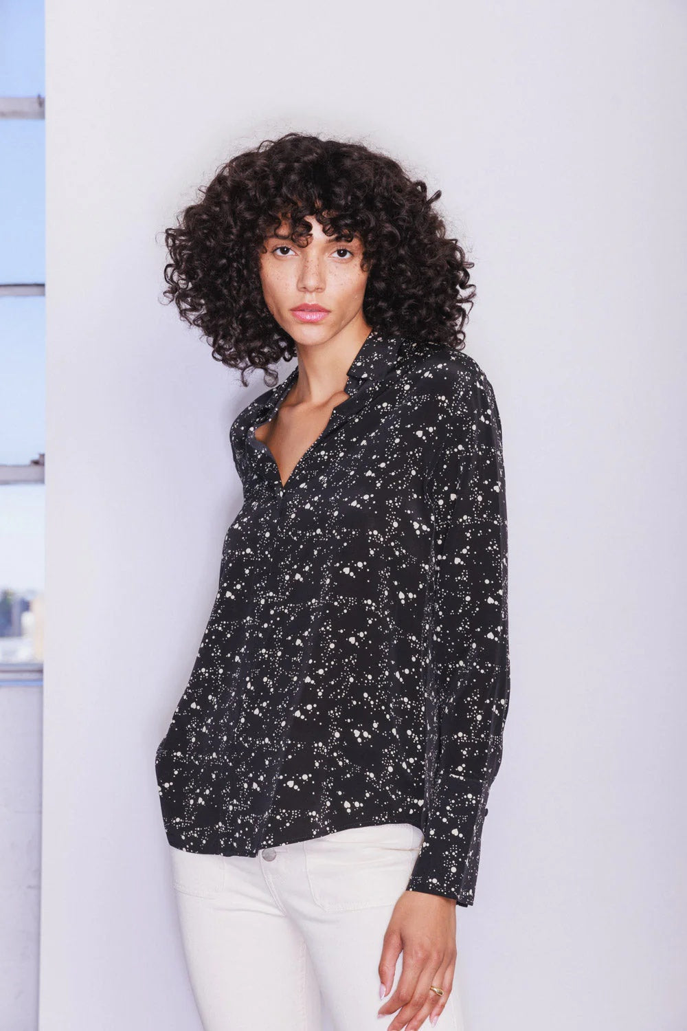 Catherine Gee Silk Printed Shirt in Dot Heart