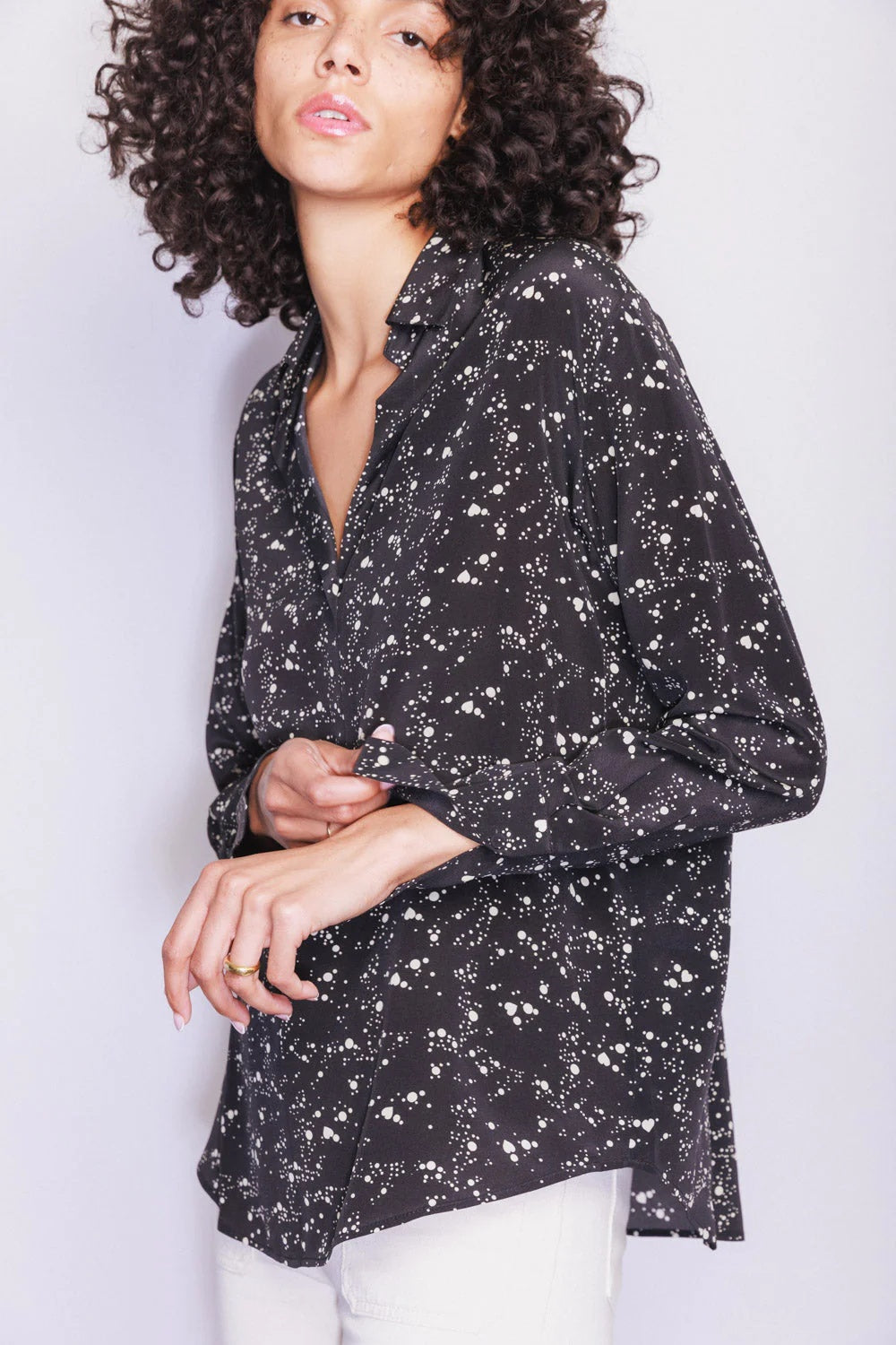 Catherine Gee Silk Printed Shirt in Dot Heart