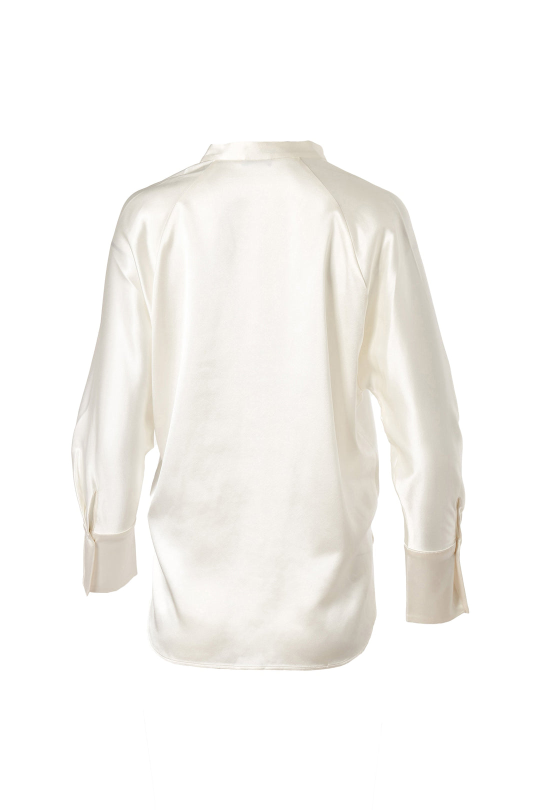 Crepe Band Collar Blouse In White