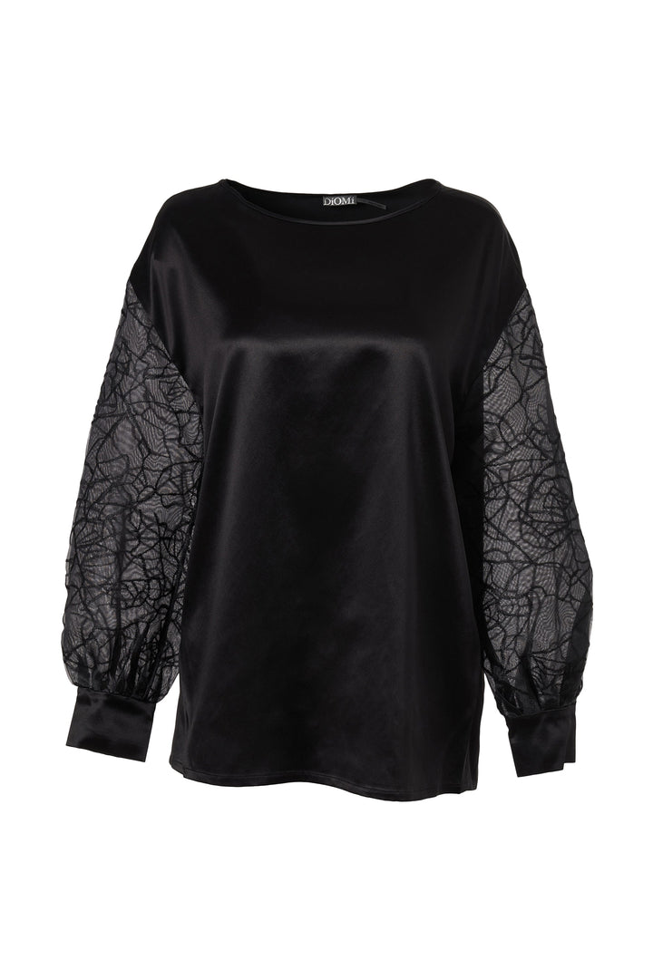 Abstract Silk Blouse in Black