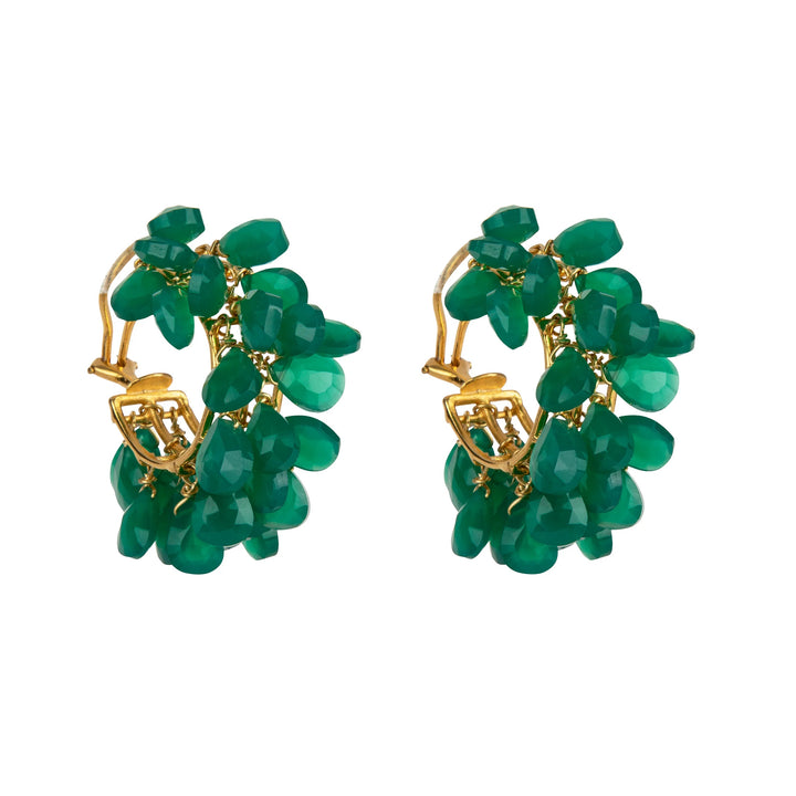 Bounkit Green Onyx Briolettes Hoop