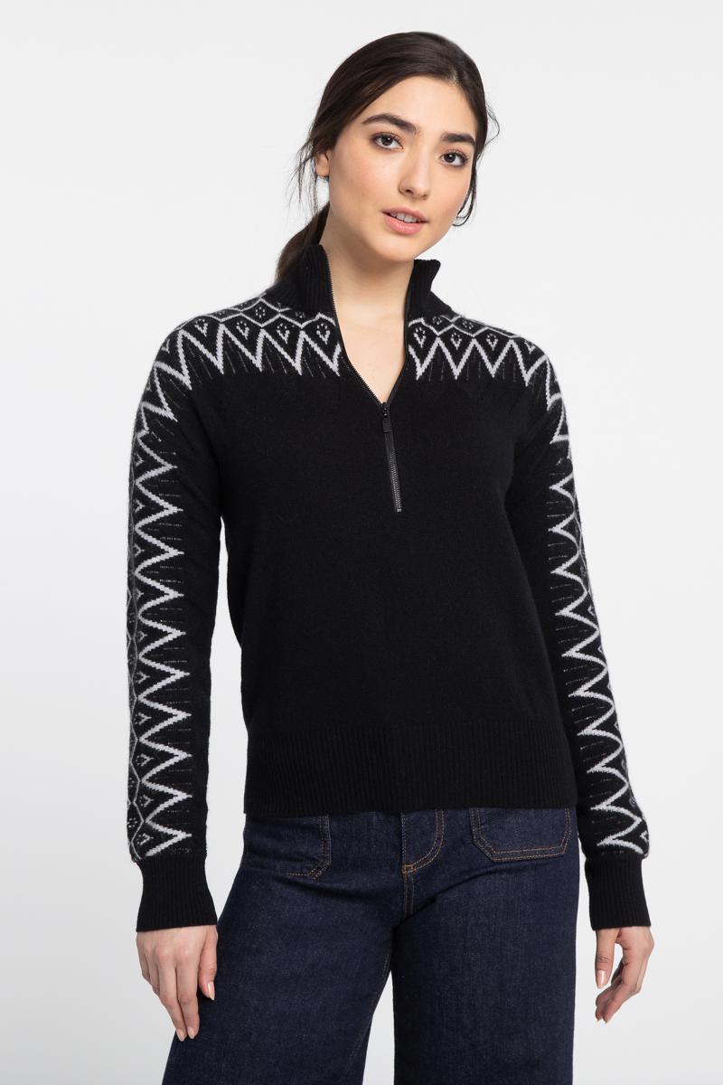 Kinross Cashmere Alpine Quarter Zip Mock Sweater