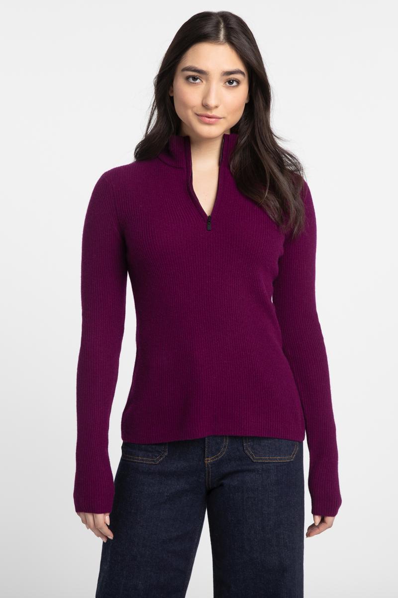 Kinross Cashmere Rib Zip Mock