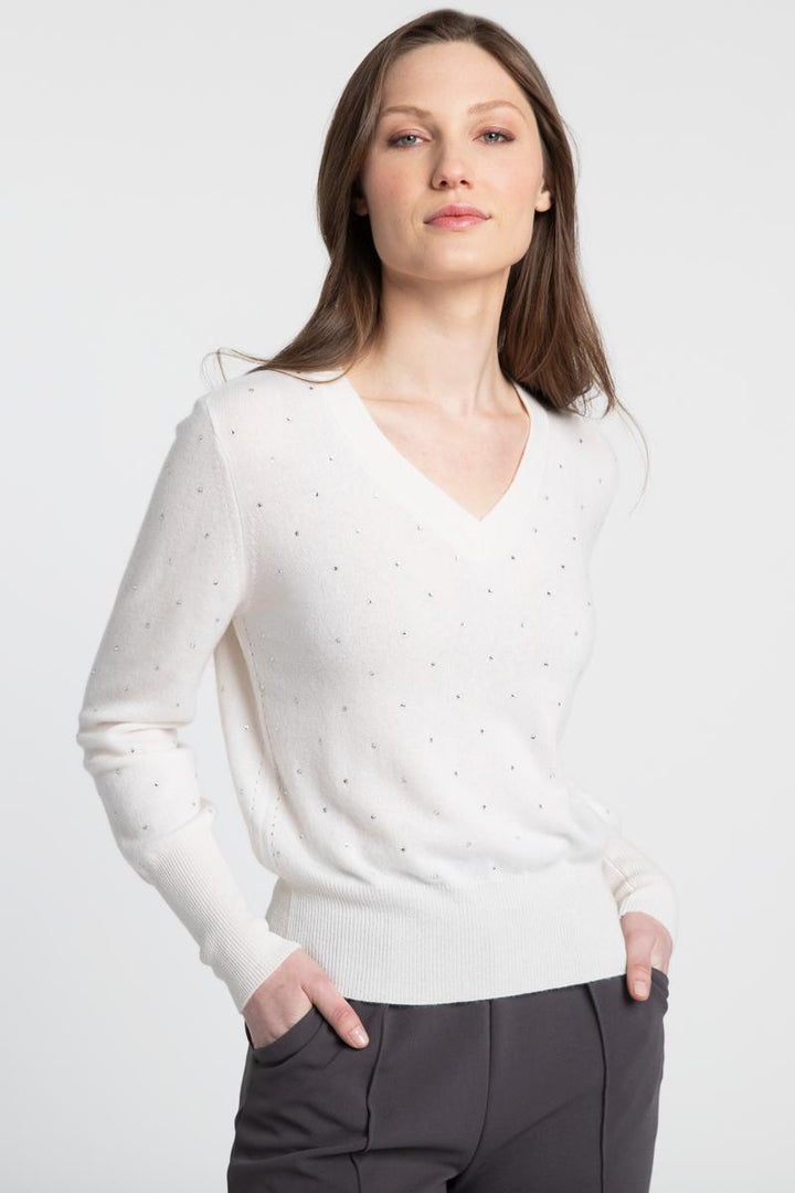 Kinross Cashmere Crystal V-neck Sweater