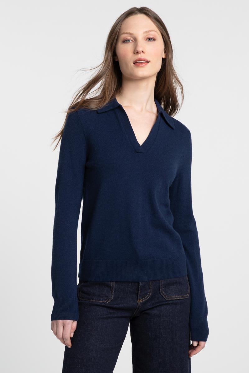 Kinross Cashmere Splitneck Polo