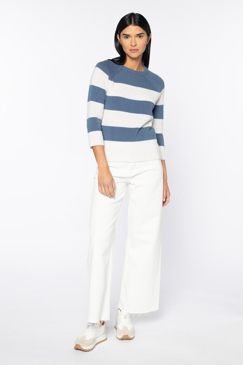 Kinross 3/4 Sleeve Wide Stripe Crew