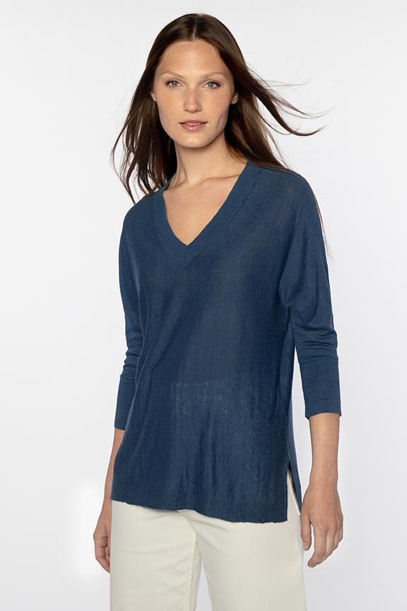 Three Quarter Sleeve Easy Vee Kinross Cashmere