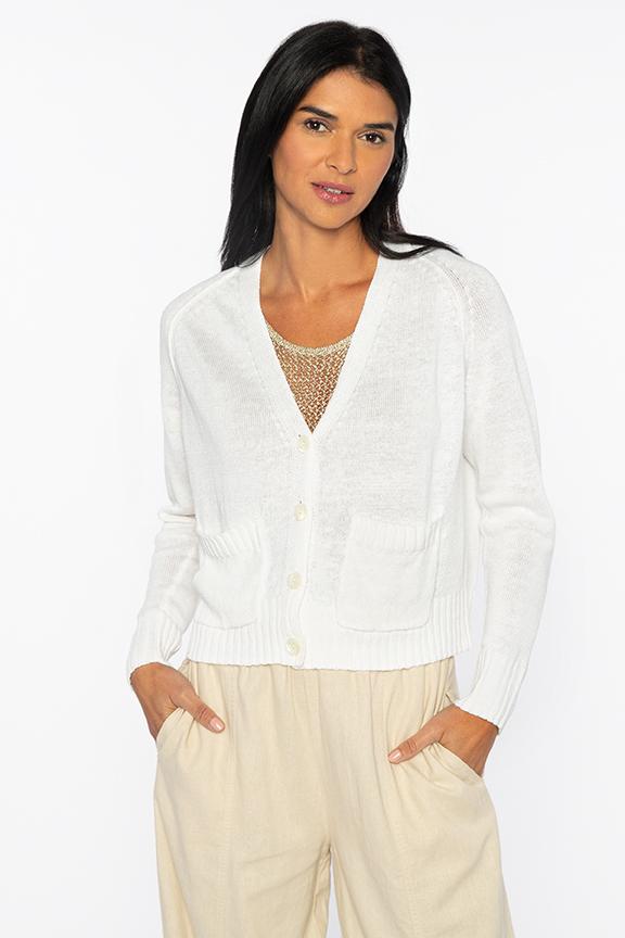 Crop Button Cardigan Kinross Cashmere