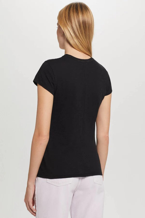 Link Embroidery Ringer Tee - Black