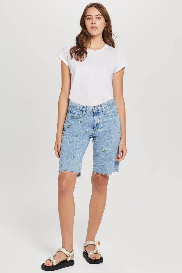 Link Embroidery Ringer Tee - White