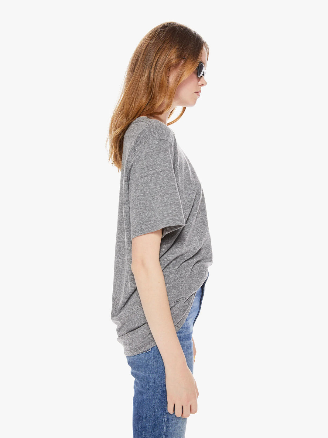 MOTHER THE ROWDY SLOUCHY TEE HEATHER GREY