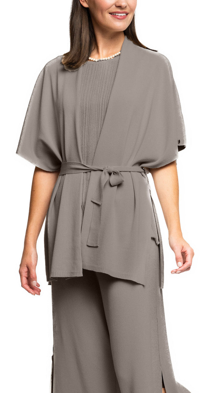 Melinda Belted Dropped Shoulder Cardigan; Taupe